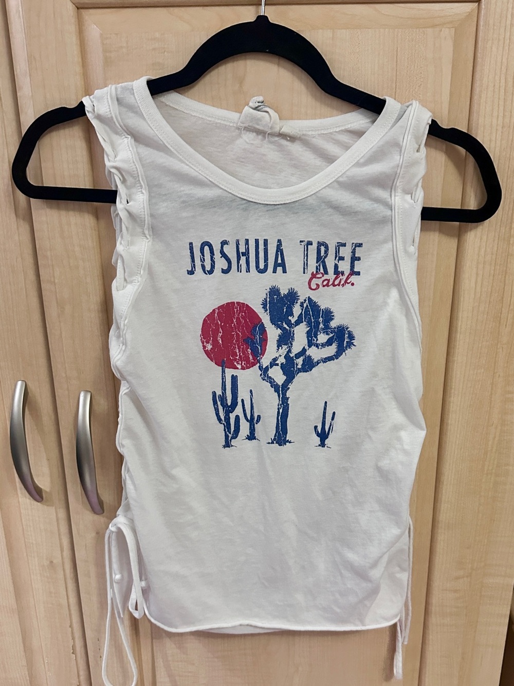 White Crow White Tank Top with Blue & Red Joshua Tree Graphic